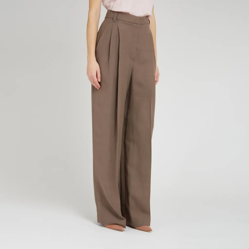 Pleat Detailed Wide-Leg Trousers