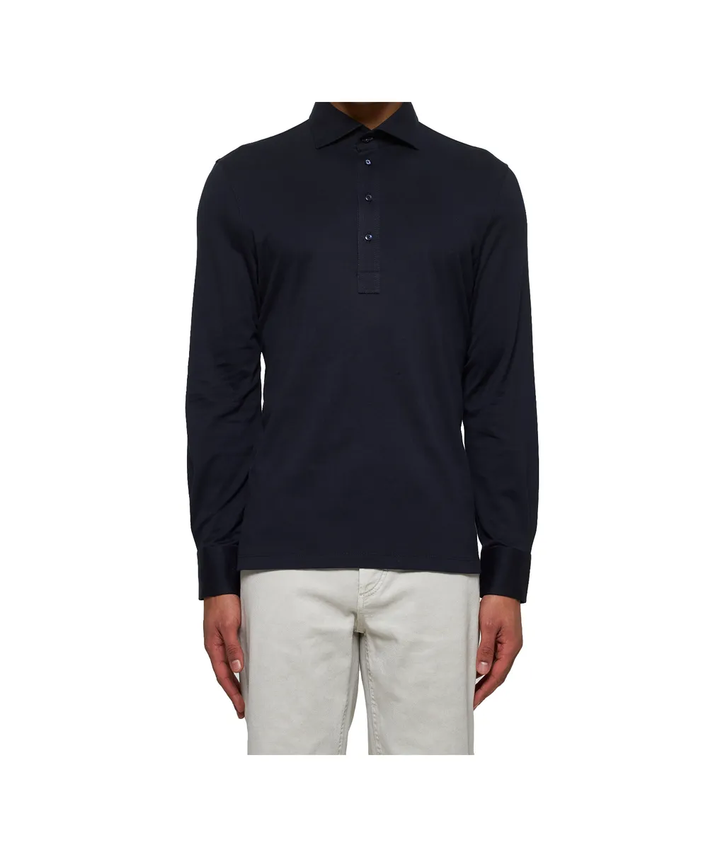Long Sleeved Buttoned Polo Shirt