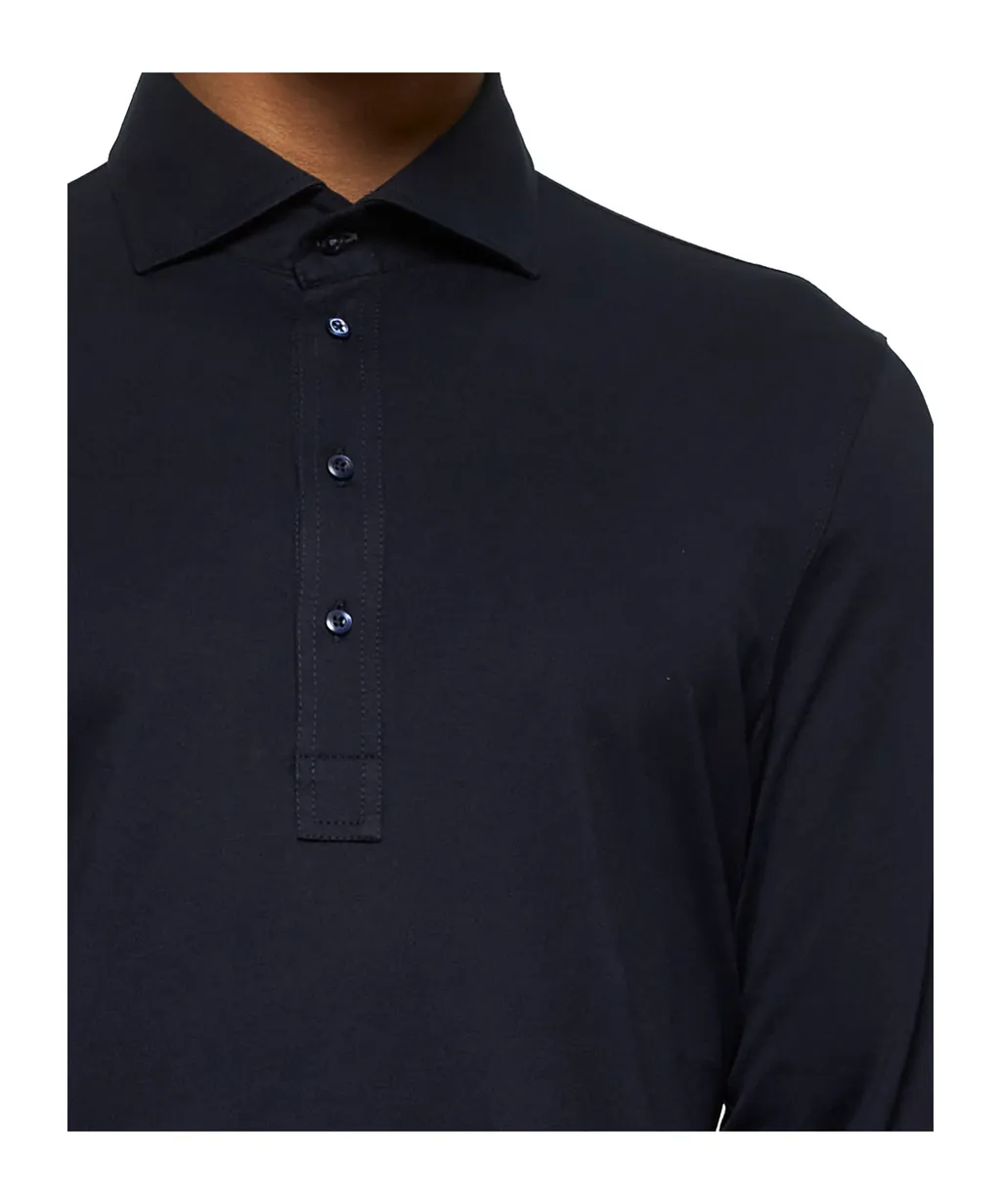 Long Sleeved Buttoned Polo Shirt