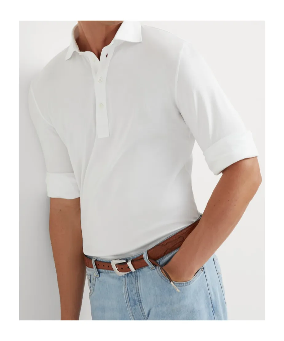 Long Sleeved Buttoned Polo Shirt