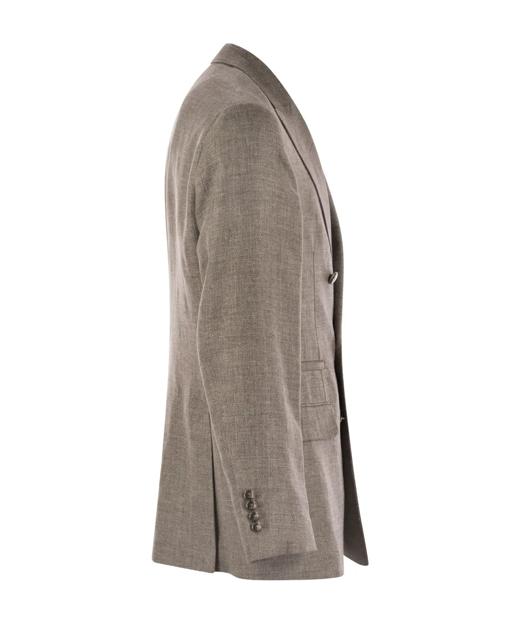 Double-Breasted Twill Blazer