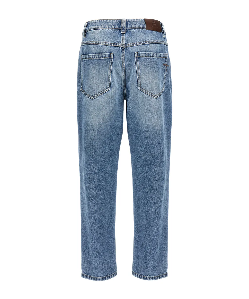 Shiny Bartack Straight Denim Jeans