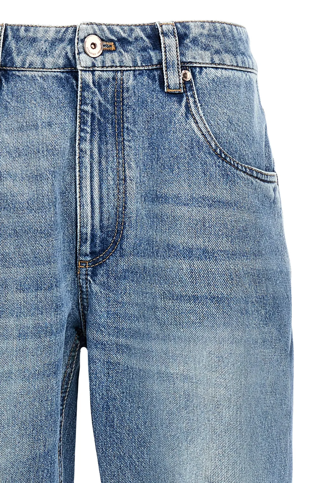 Shiny Bartack Straight Denim Jeans