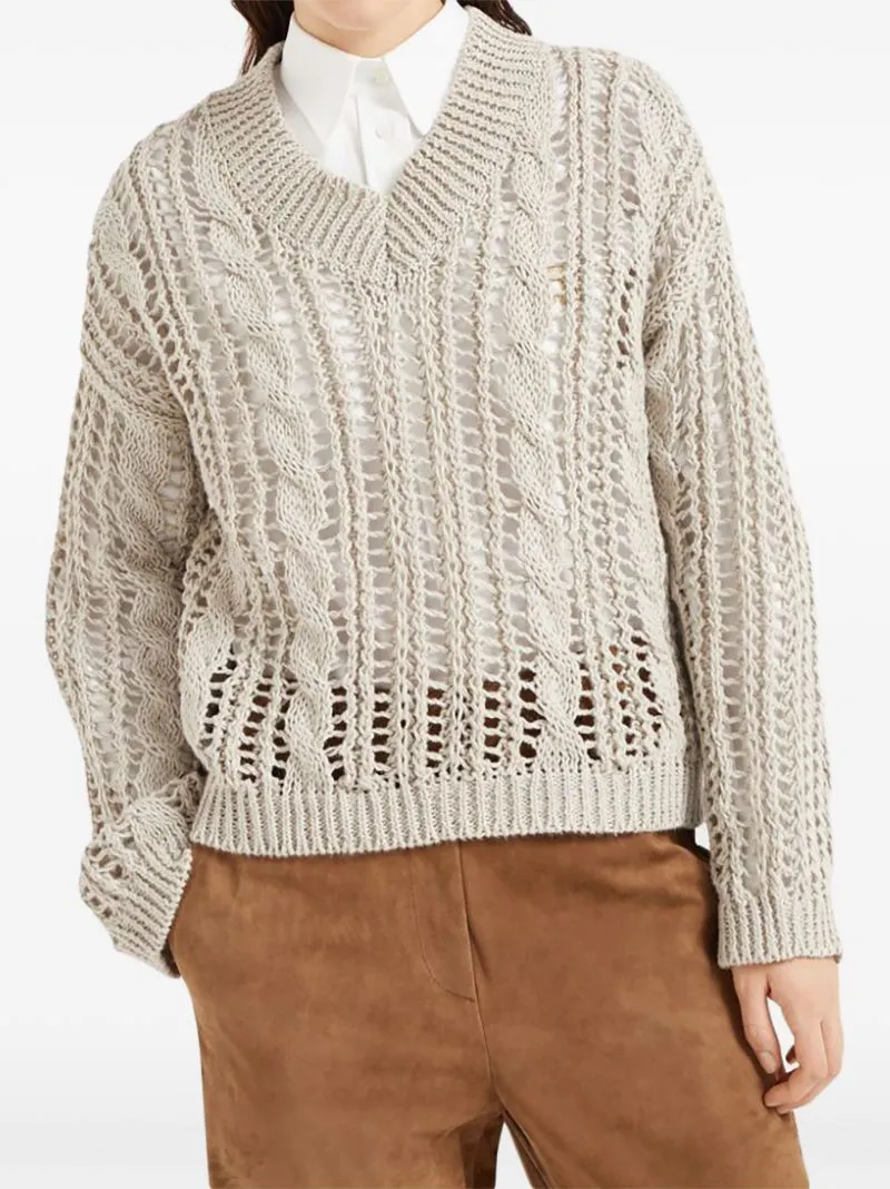 Cable-Knit Mesh Jumper