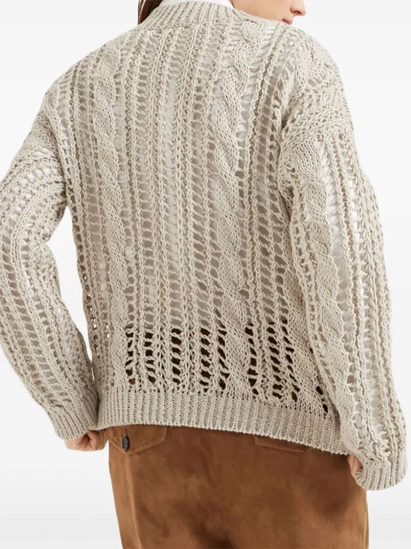 Cable-Knit Mesh Jumper