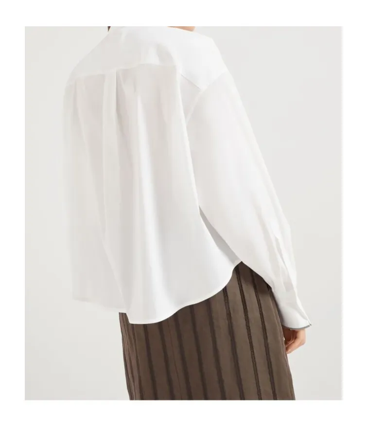 Shiny Cuff Stretch Poplin Shirt