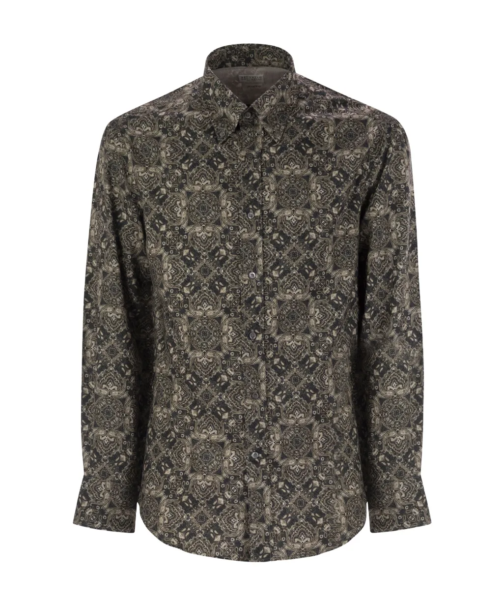 Patterned Curved Hem Shirt