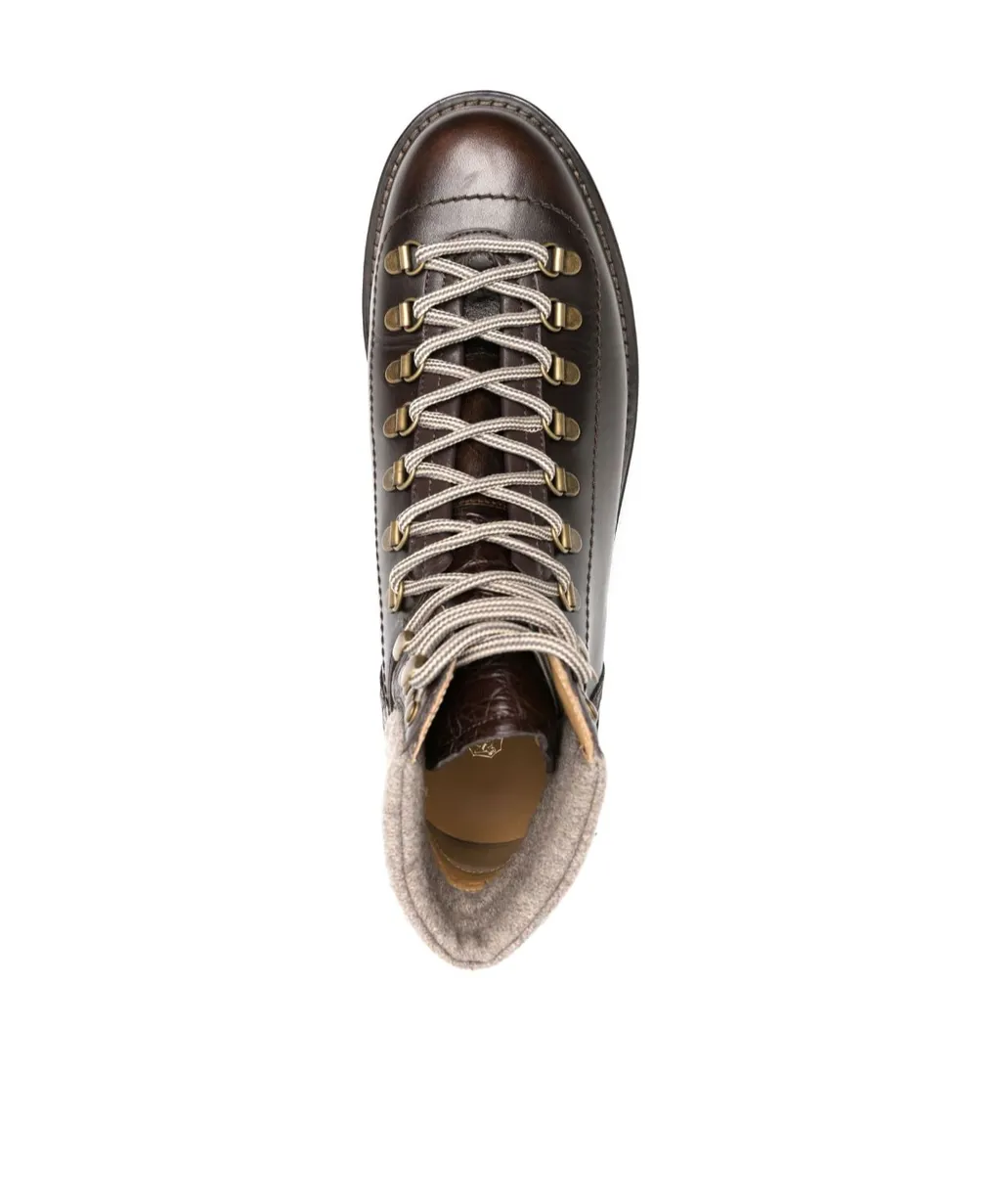 Round-Toe Lace-Up Ankle Boots