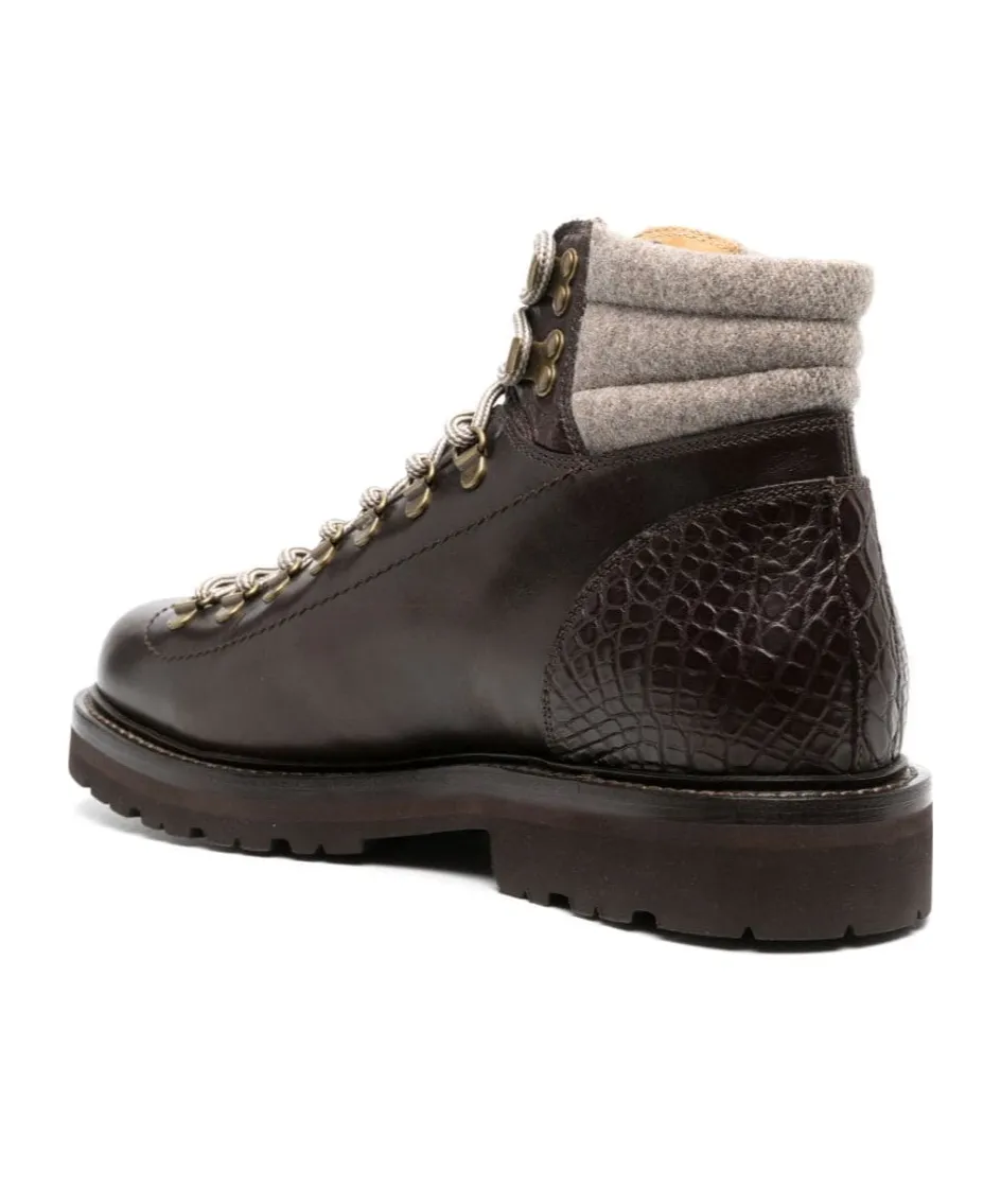 Round-Toe Lace-Up Ankle Boots