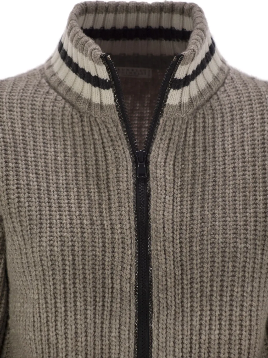 Zip-Up Ribbed-Knit Cardigan
