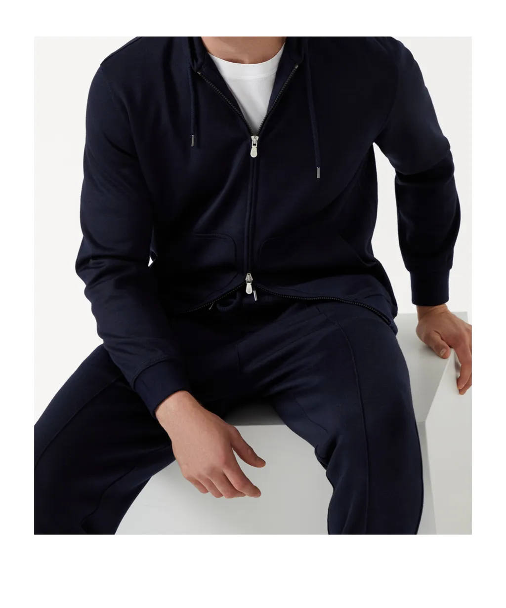 French Terry Zipped Hooded Sweatshirt