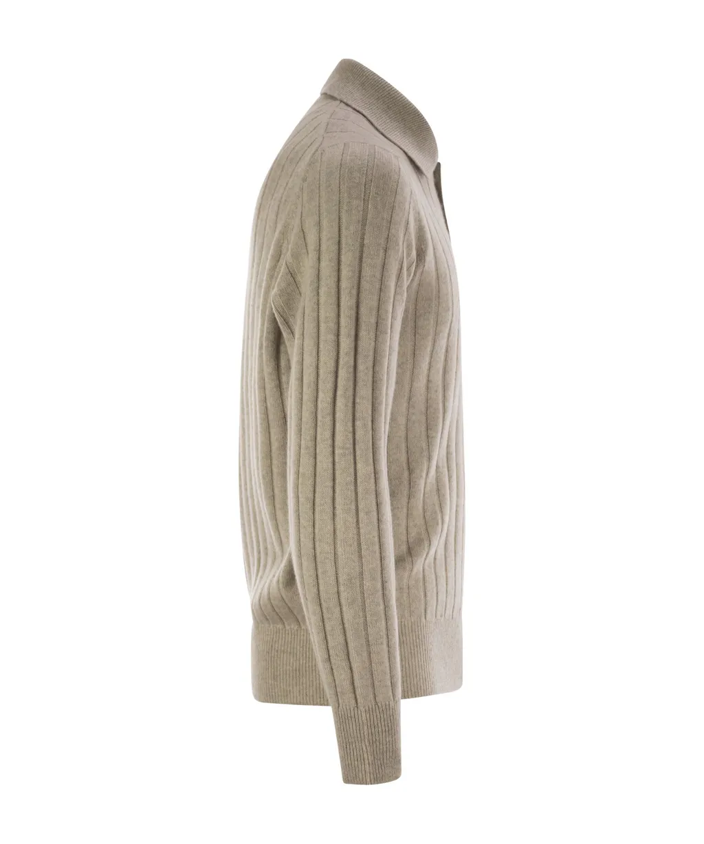 Long Sleeved Knitted Polo Jumper
