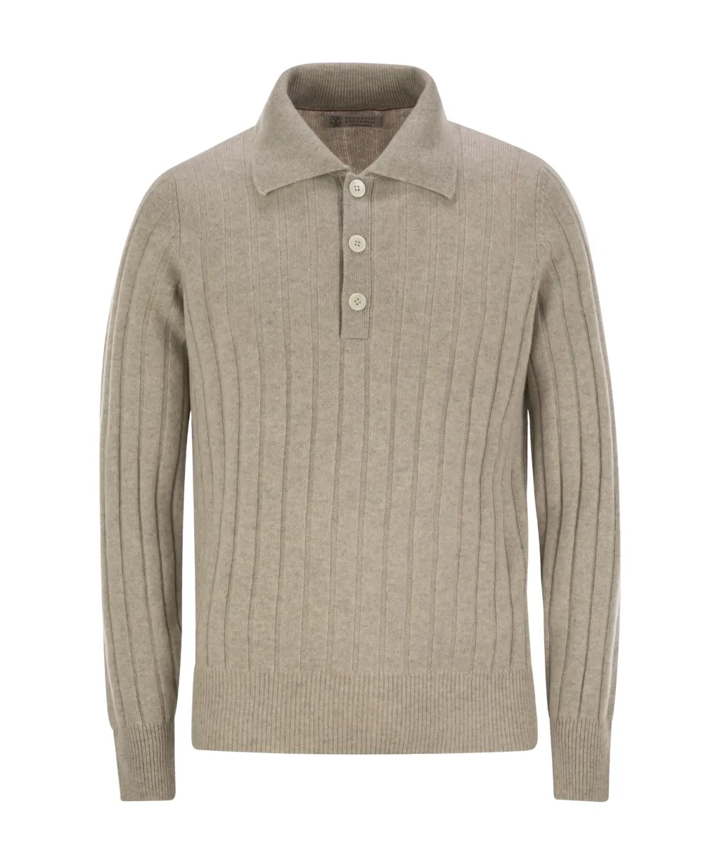 Long Sleeved Knitted Polo Jumper