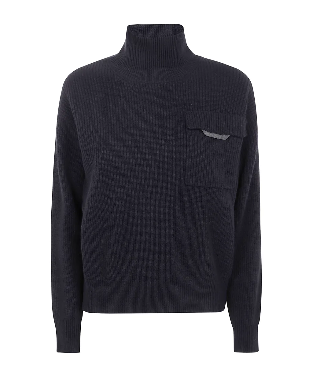 High-Neck Pocket Sweatshirt