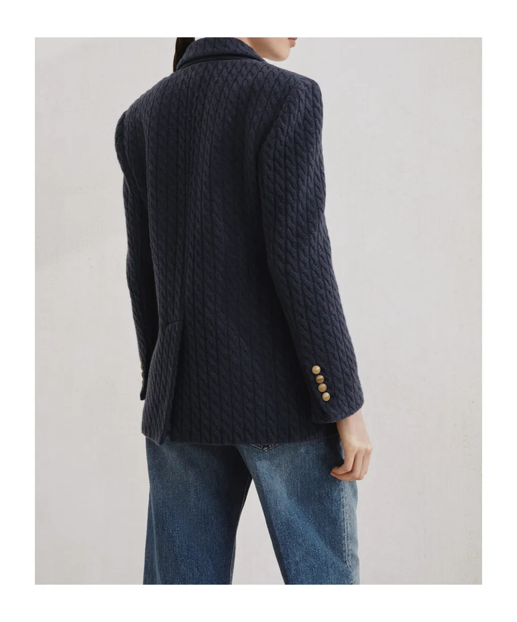 Double-Breasted Knitted Blazer