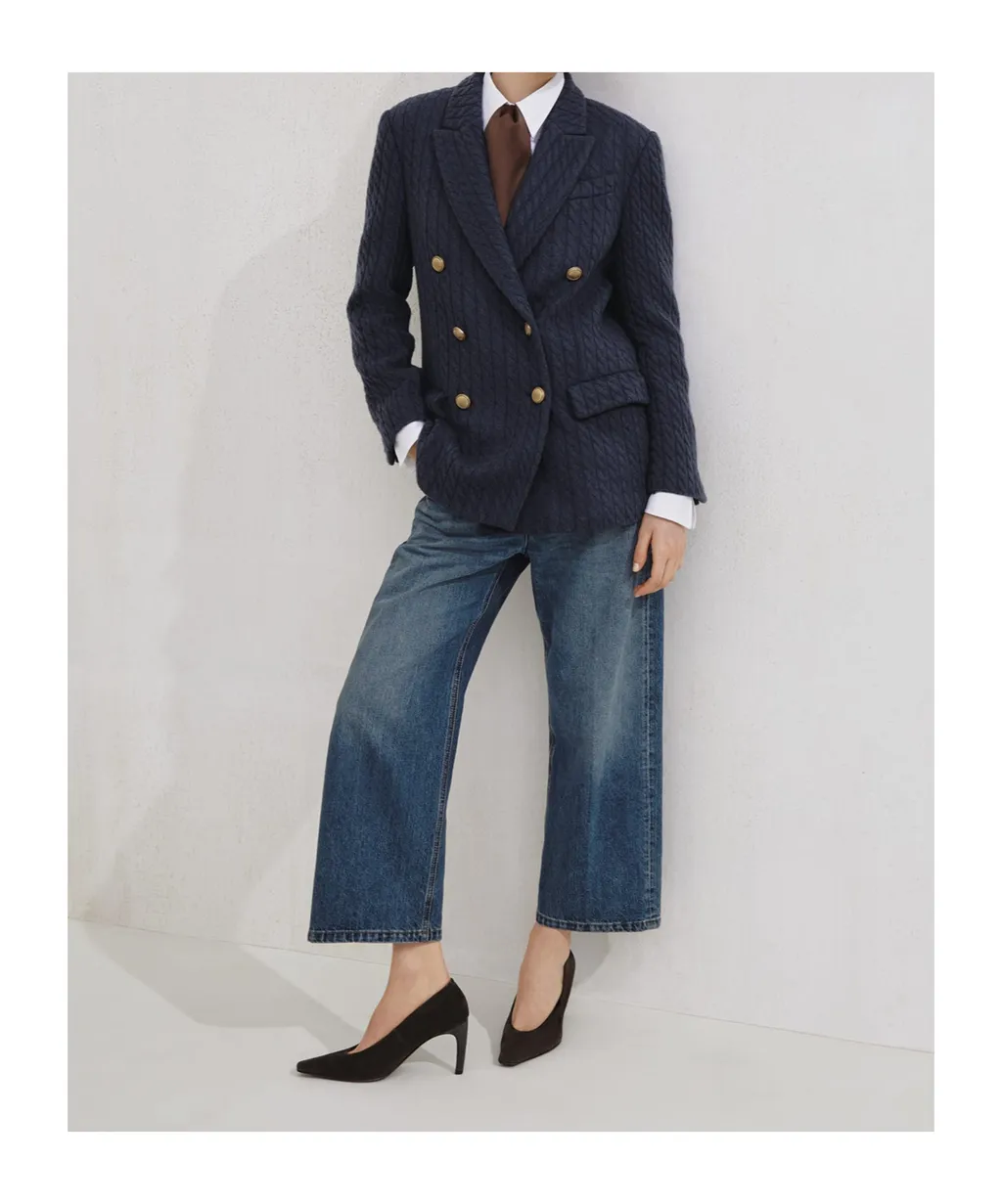 Double-Breasted Knitted Blazer