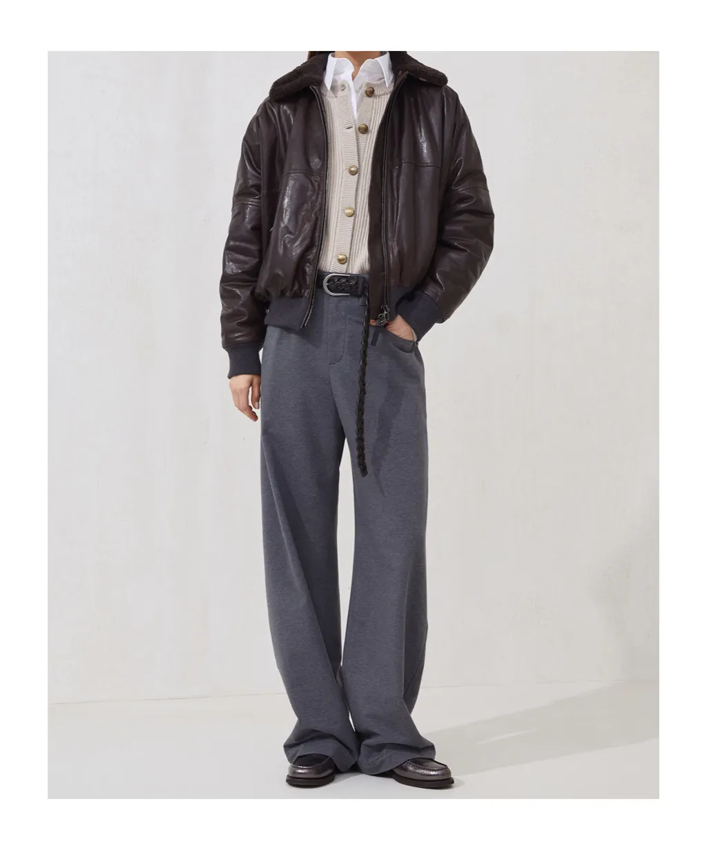 English Ribbed-Knit Button-Up Cardigan