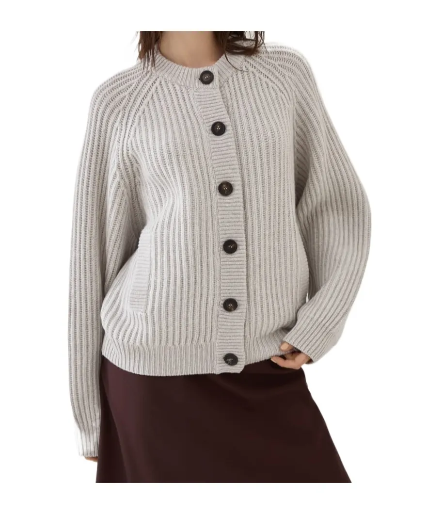 Ribbed Button-Up Cardigan