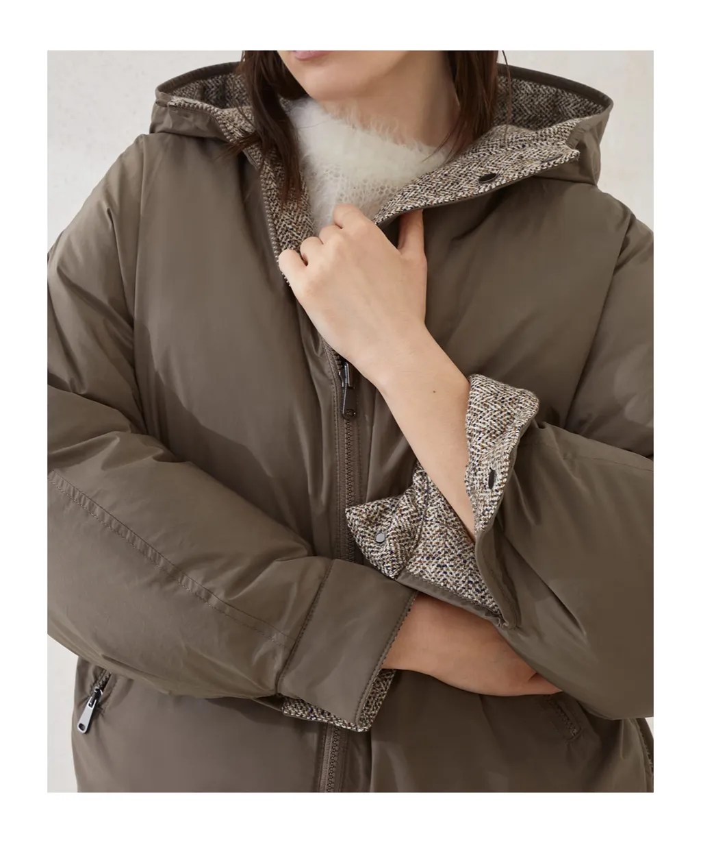 Long-Sleeved Hooded Cotton Coat