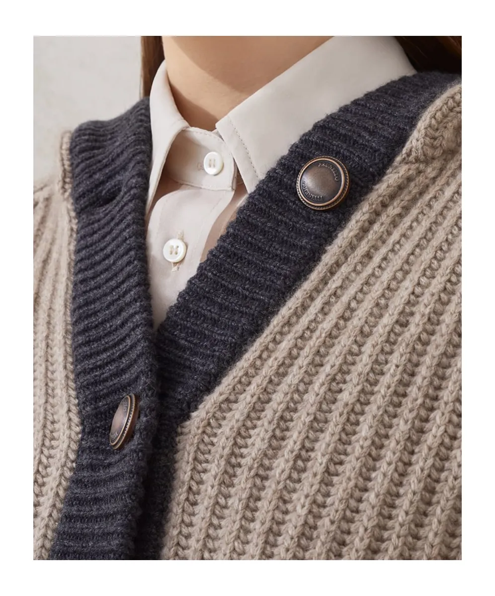 V-Neck Long-Sleeved Hooded Cardigan