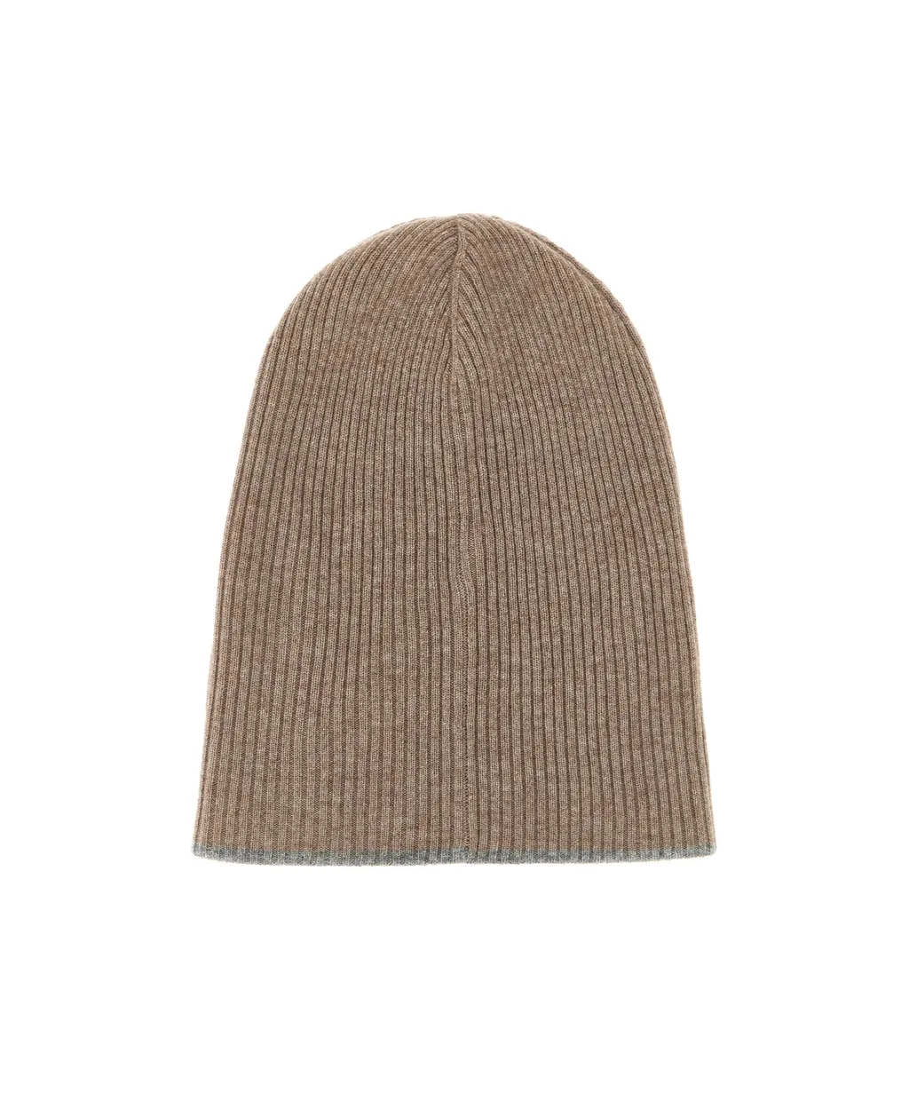 Contrast-Trimmed Knitted Beanie