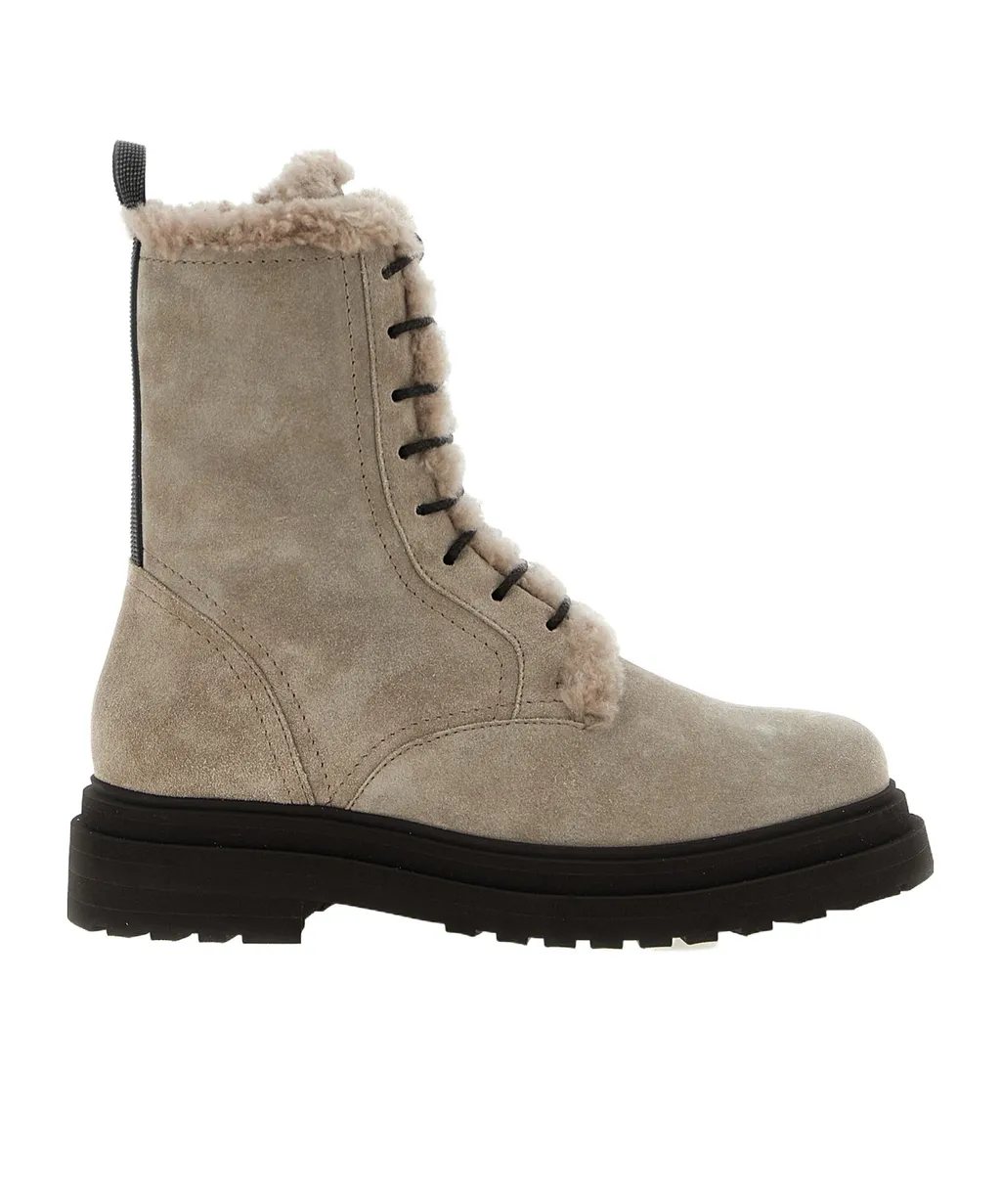 Lace-Up Shearling Boots