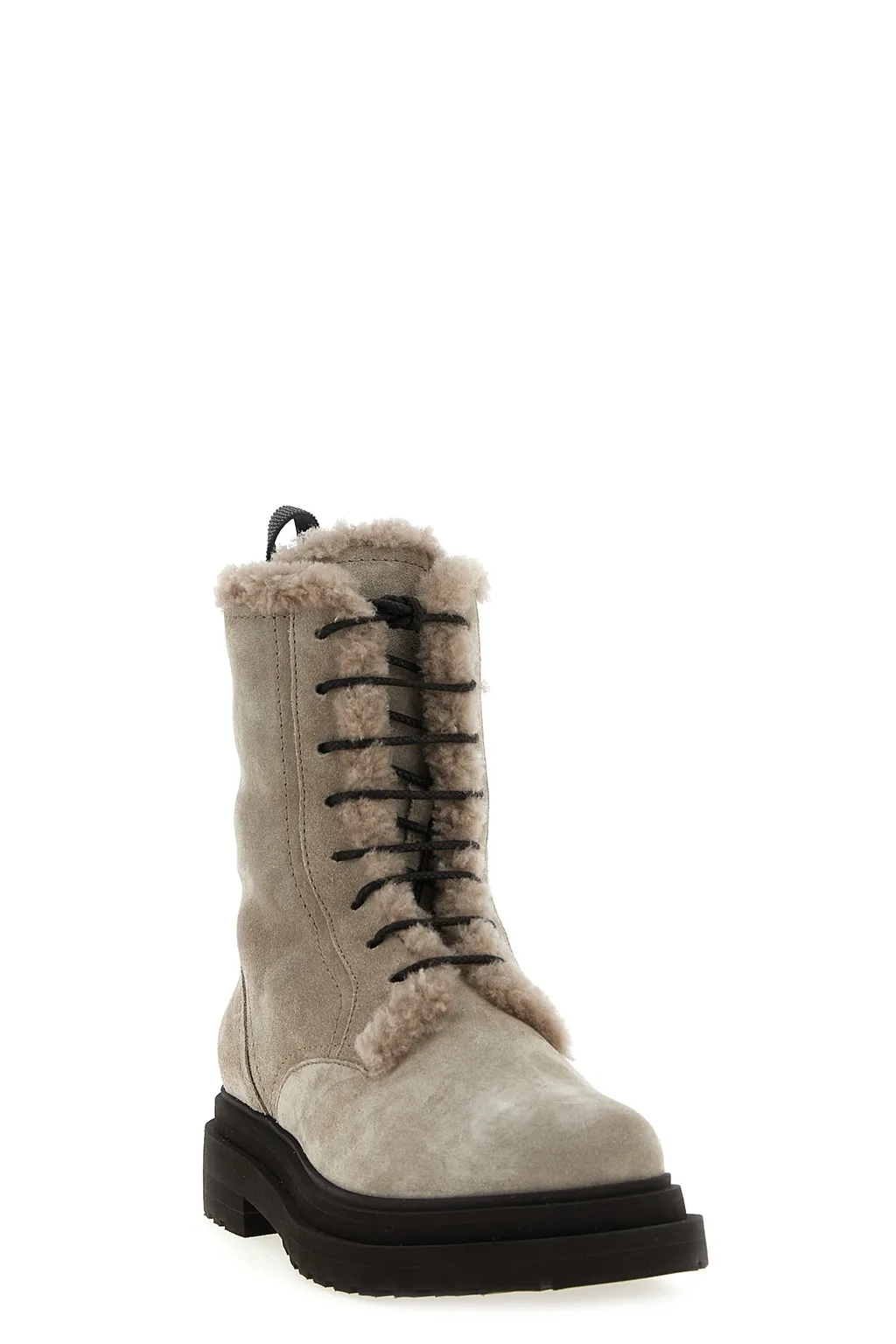Lace-Up Shearling Boots