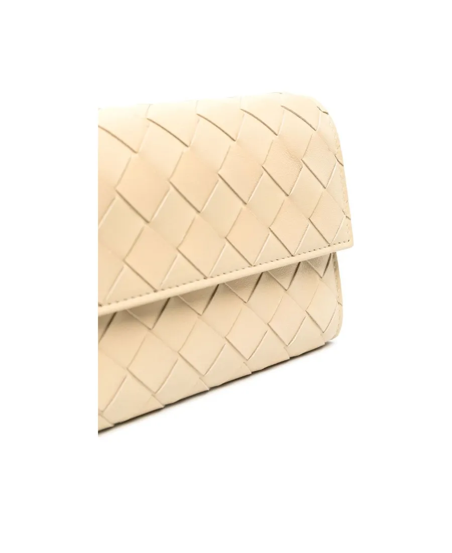 Woven Fold-Over Chained Shoulder Bag
