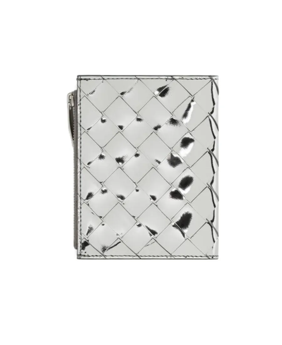 Metallic Woven Zip-Up Wallet