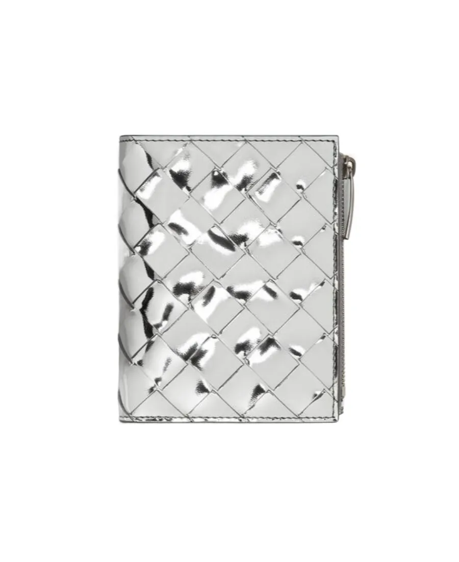 Metallic Woven Zip-Up Wallet