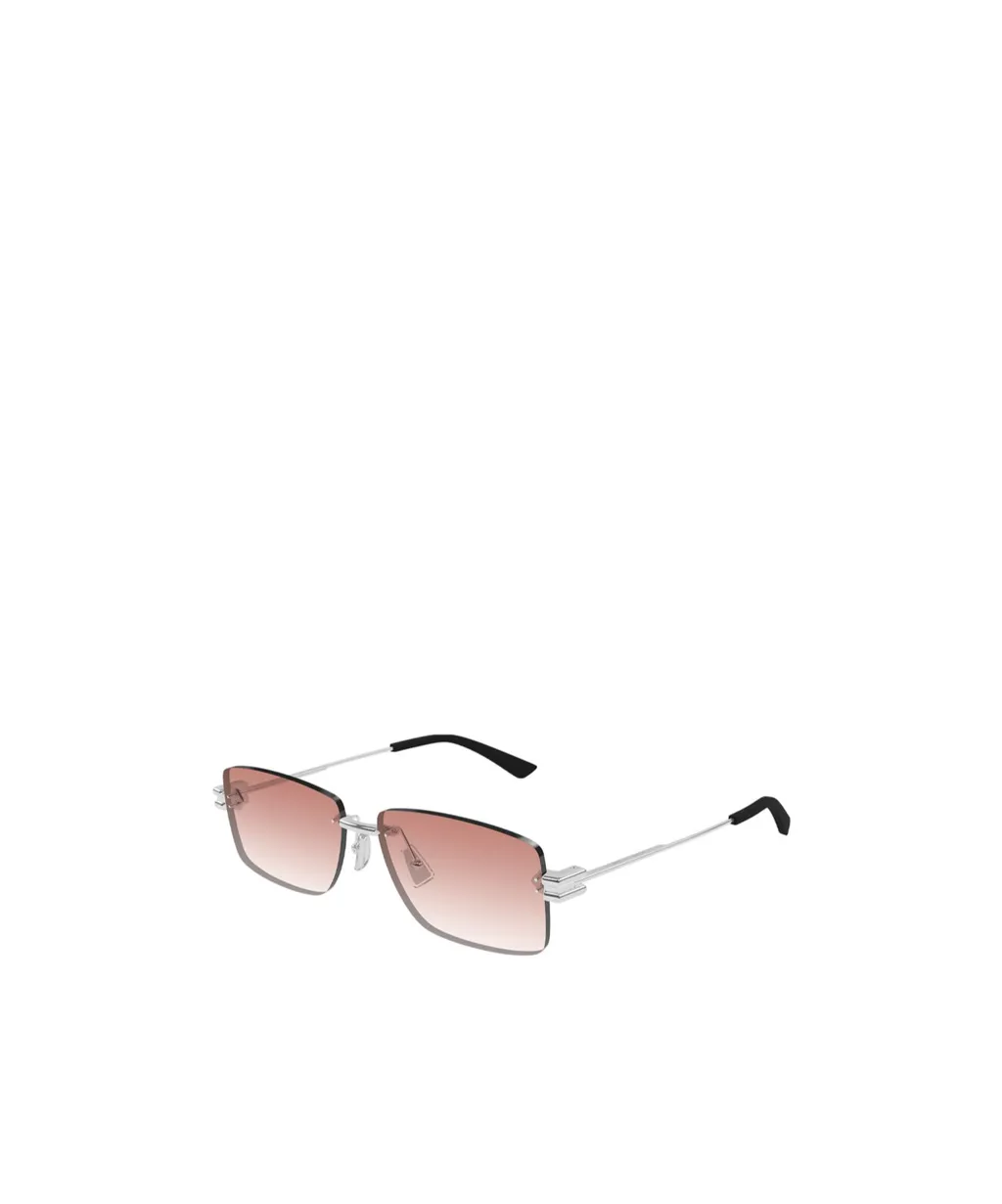Rectangle-Frame Rimless Sunglasses