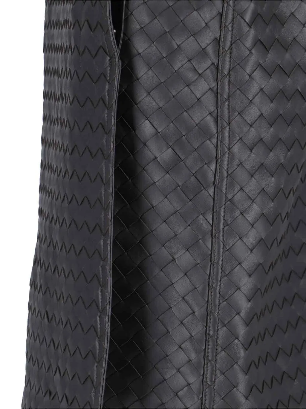 Intrecciato Leather Midi Skirt