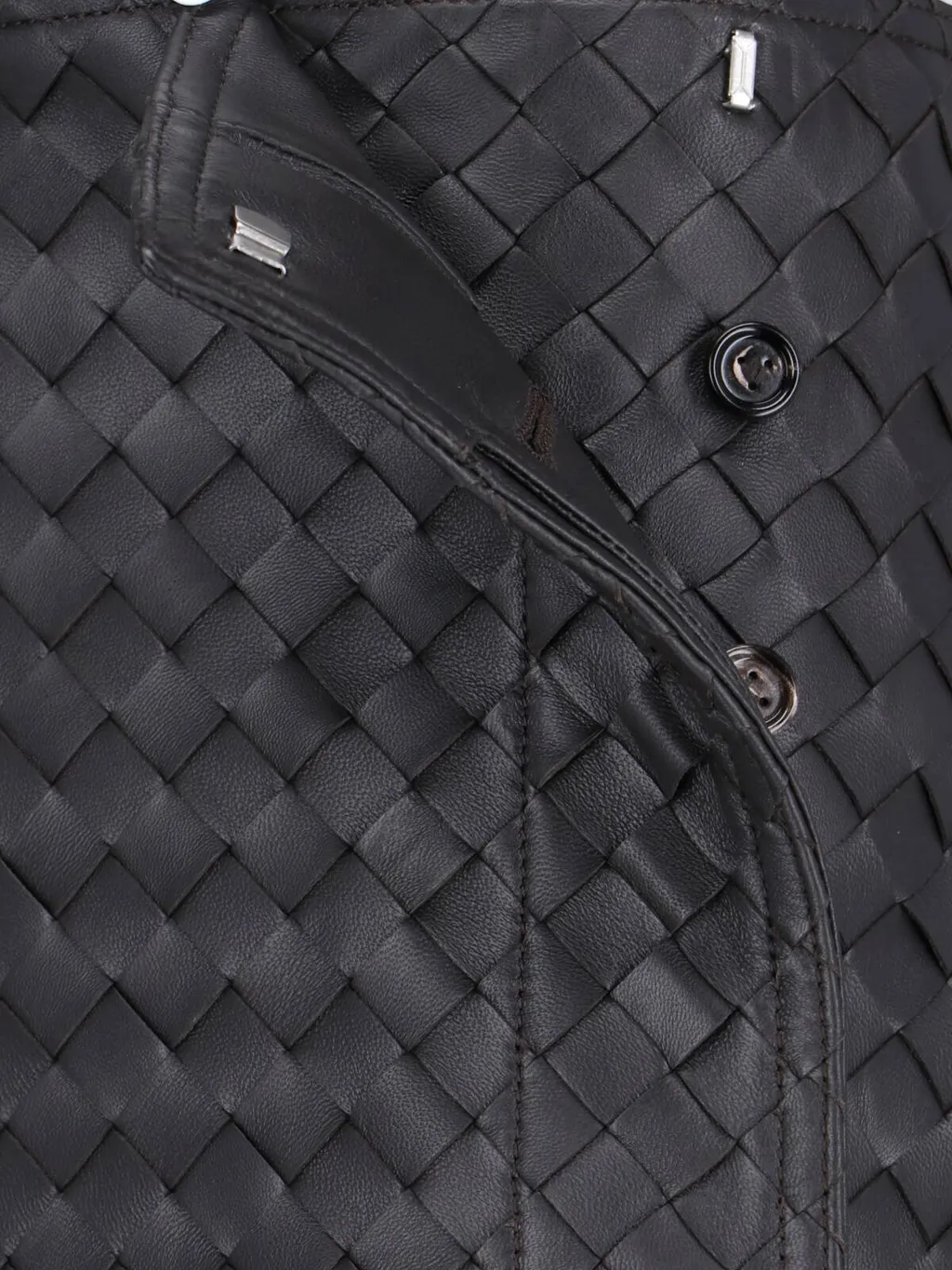Intrecciato Leather Midi Skirt