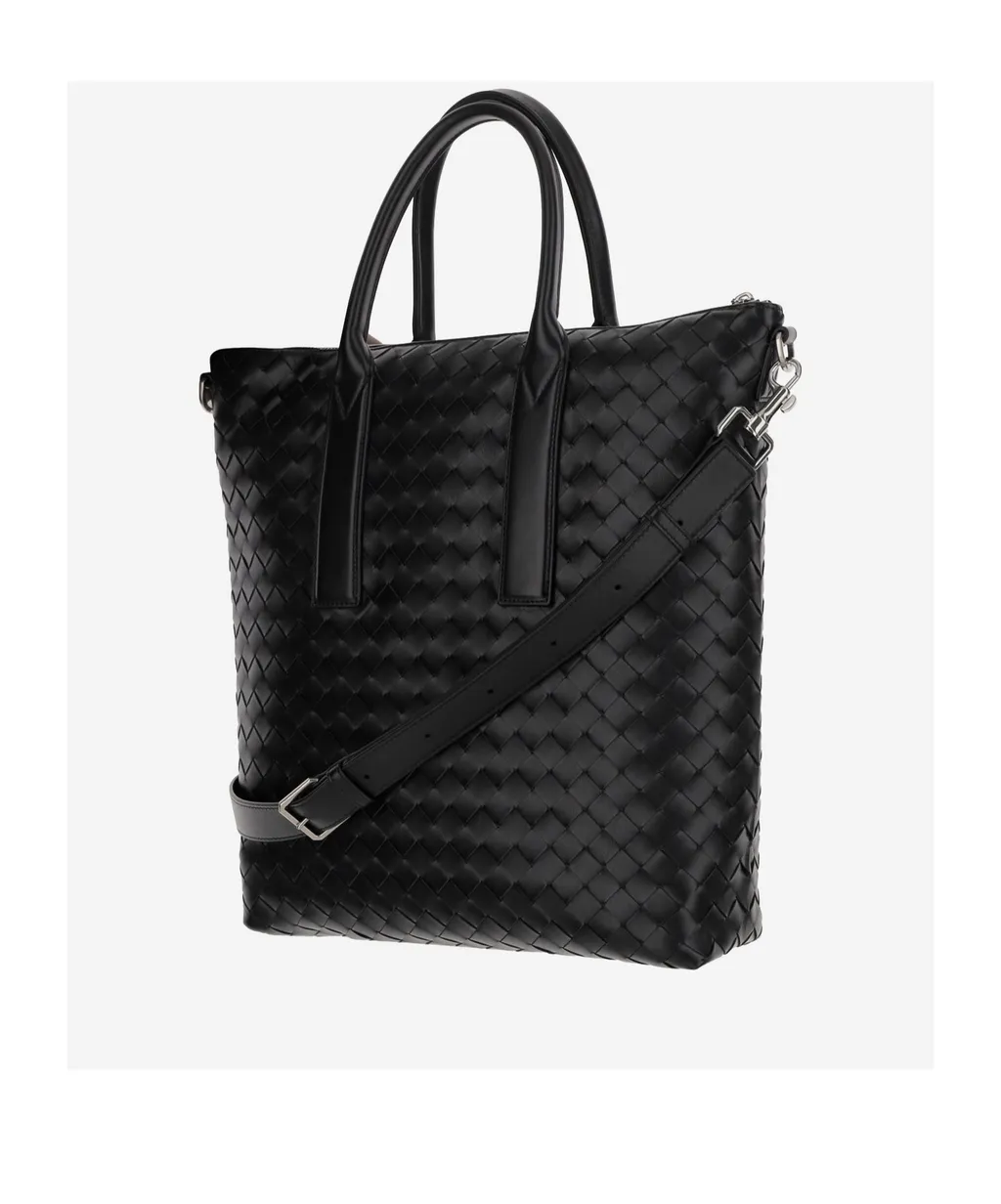 Intrecciato Zipped North-South Tote Bag
