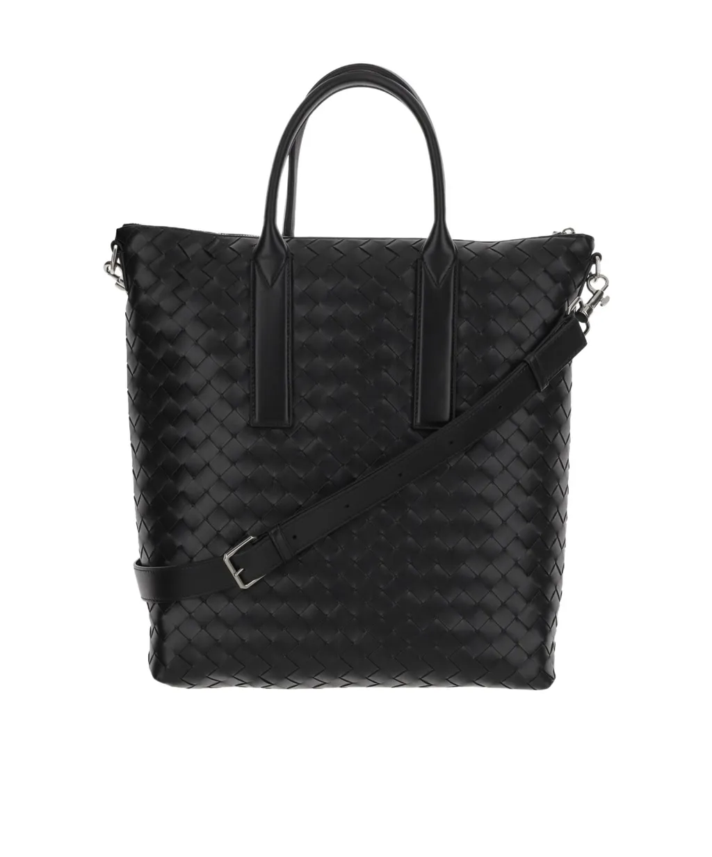 Intrecciato Zipped North-South Tote Bag