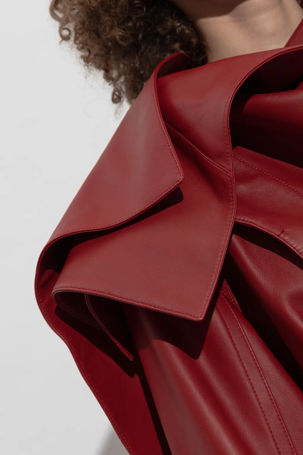 Belted Waist Leather Coat