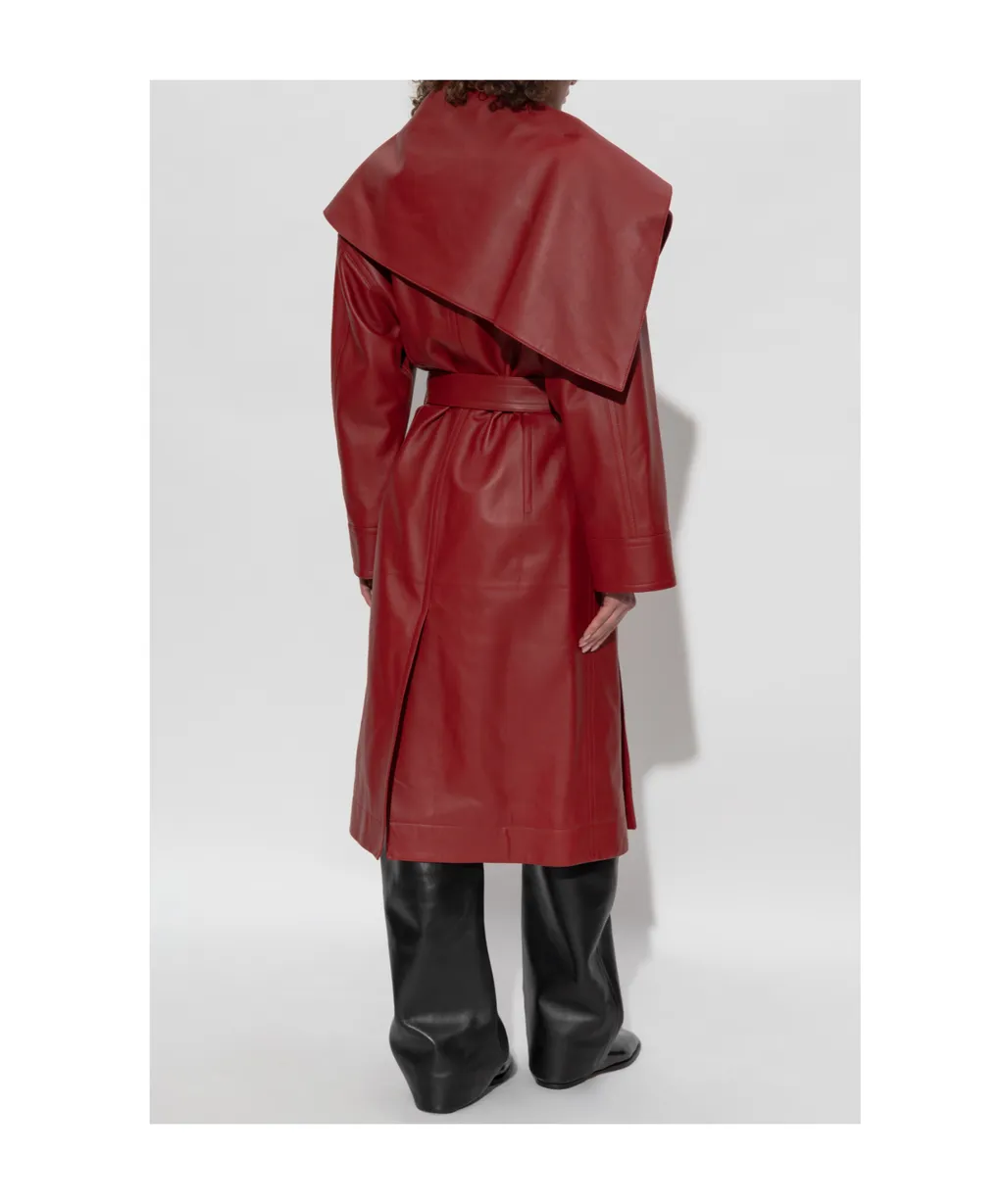 Belted Waist Leather Coat