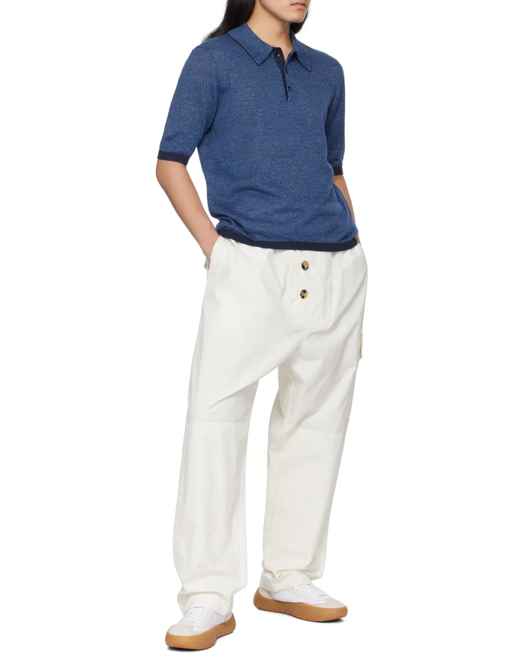 Patterned Short-Sleeved Polo Shirt