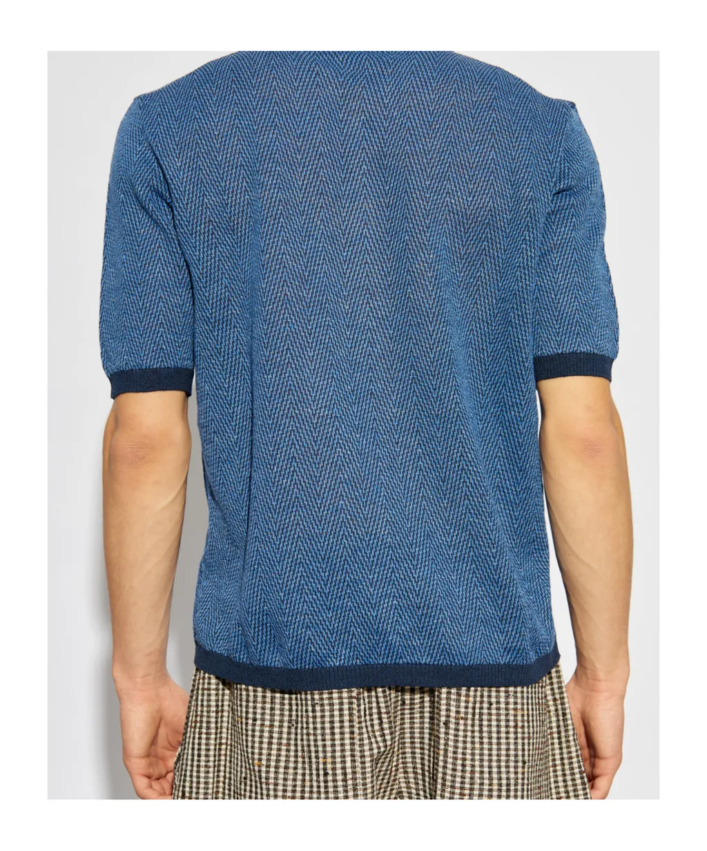 Patterned Short-Sleeved Polo Shirt