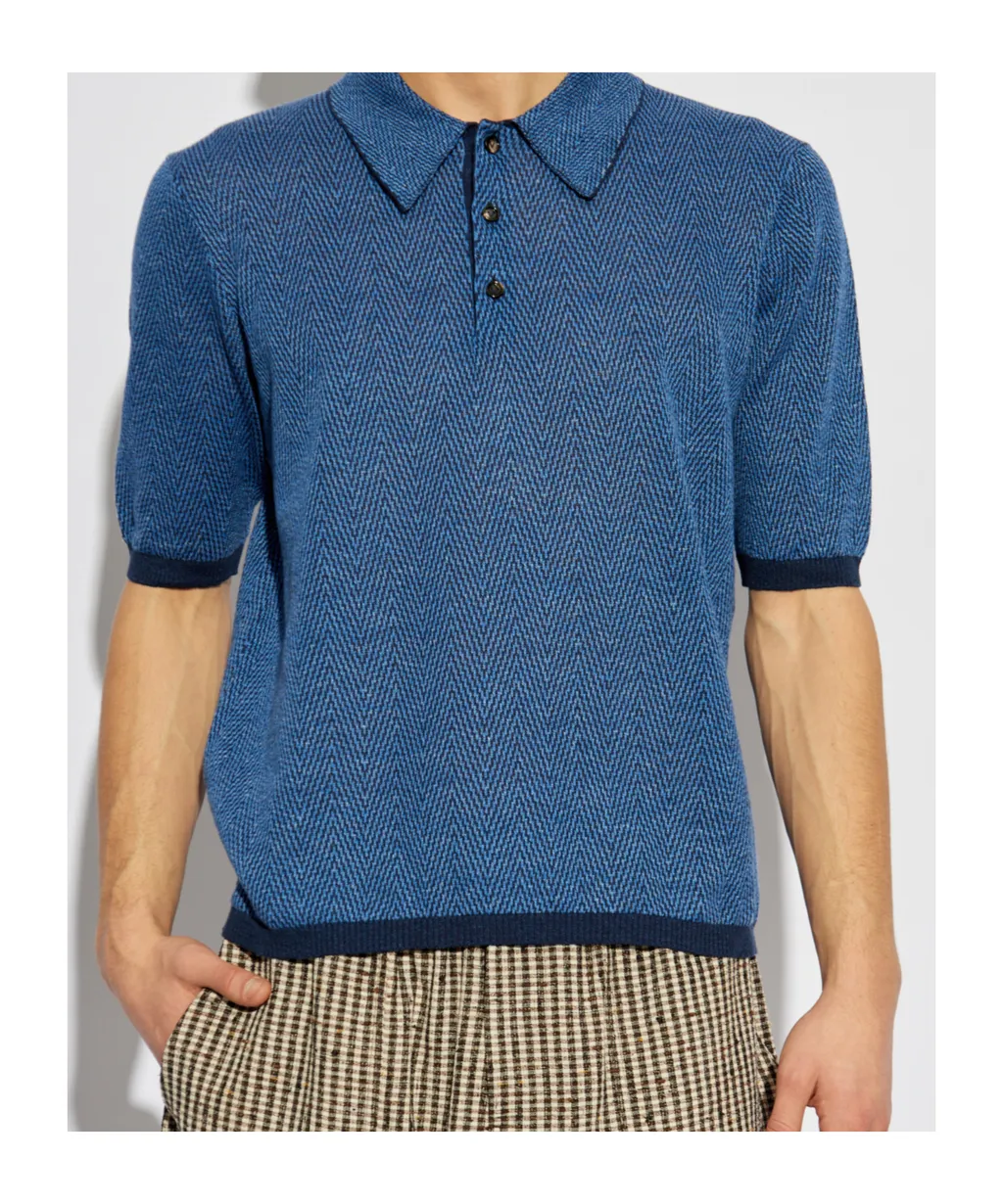 Patterned Short-Sleeved Polo Shirt