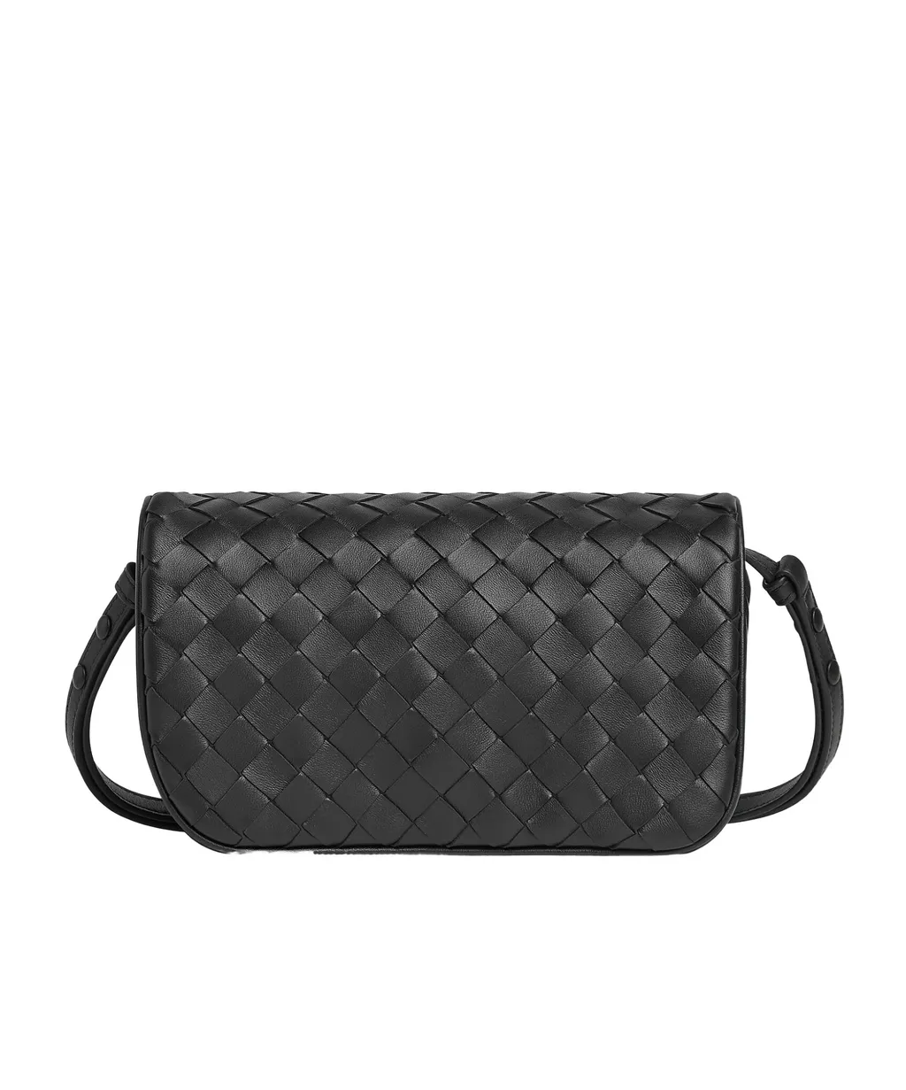 Intrecciato Foldover Top Shoulder Bag