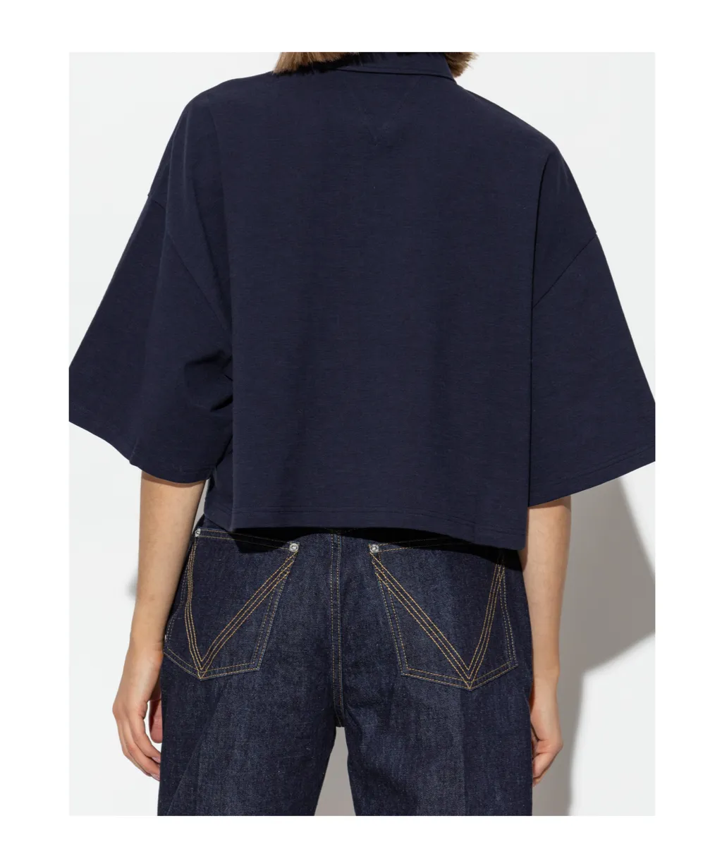 Short Sleeved Cropped Polo Shirt