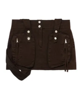 Cargo-Pockets Twill Mini Skirt