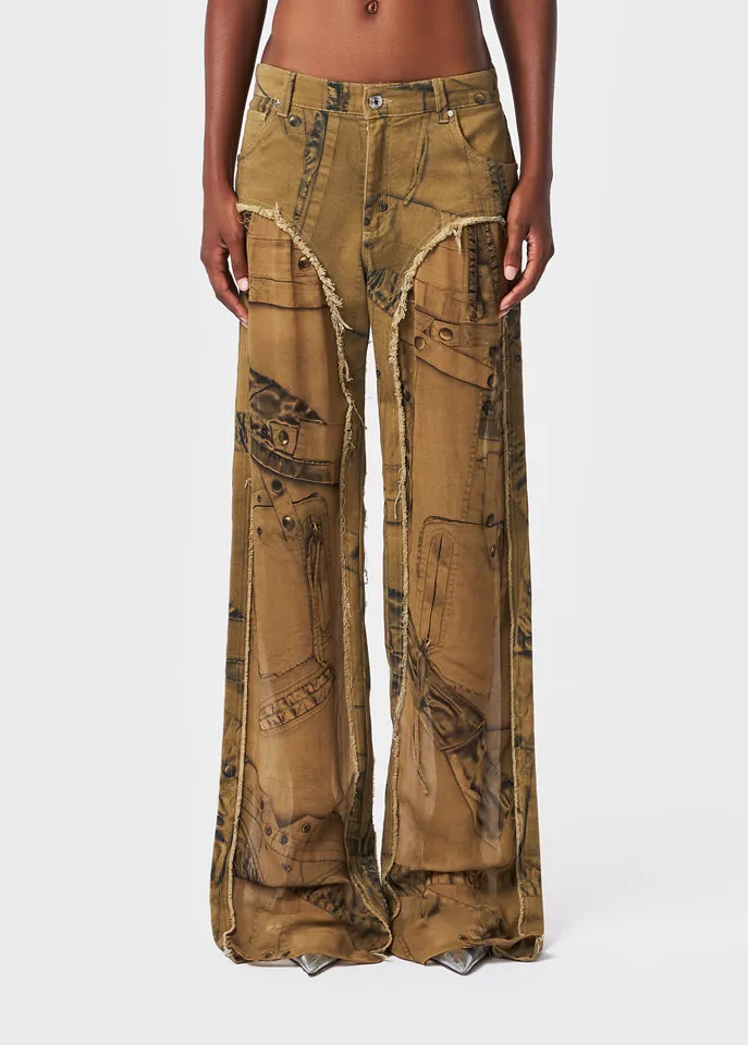 Semi-Sheer Panel Trousers