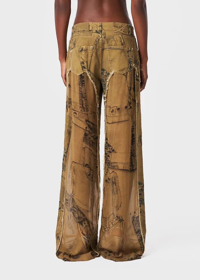 Semi-Sheer Panel Trousers