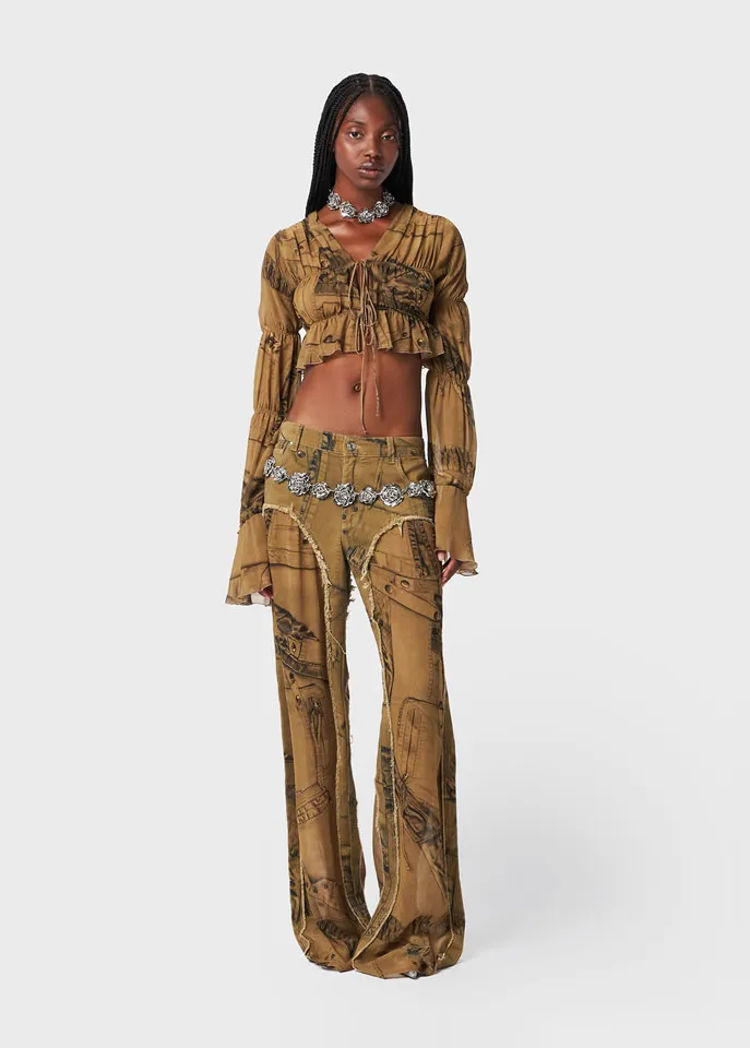 Semi-Sheer Panel Trousers