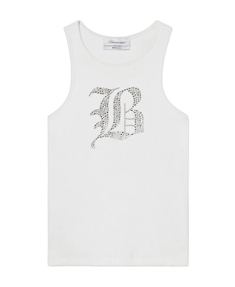 Logo Embellished Ribbed-Knit Tank Top
