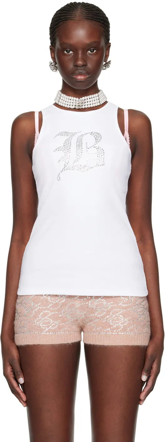 Logo Embellished Ribbed-Knit Tank Top