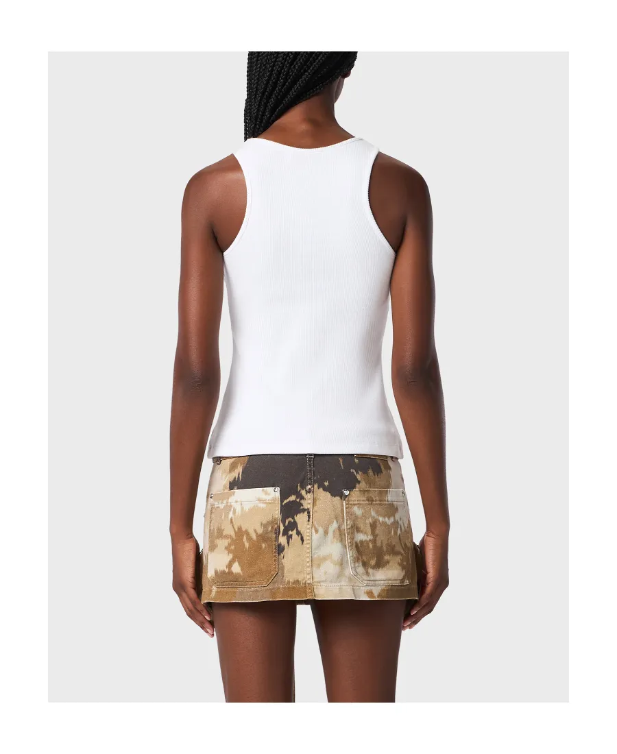 Logo Embellished Ribbed-Knit Tank Top