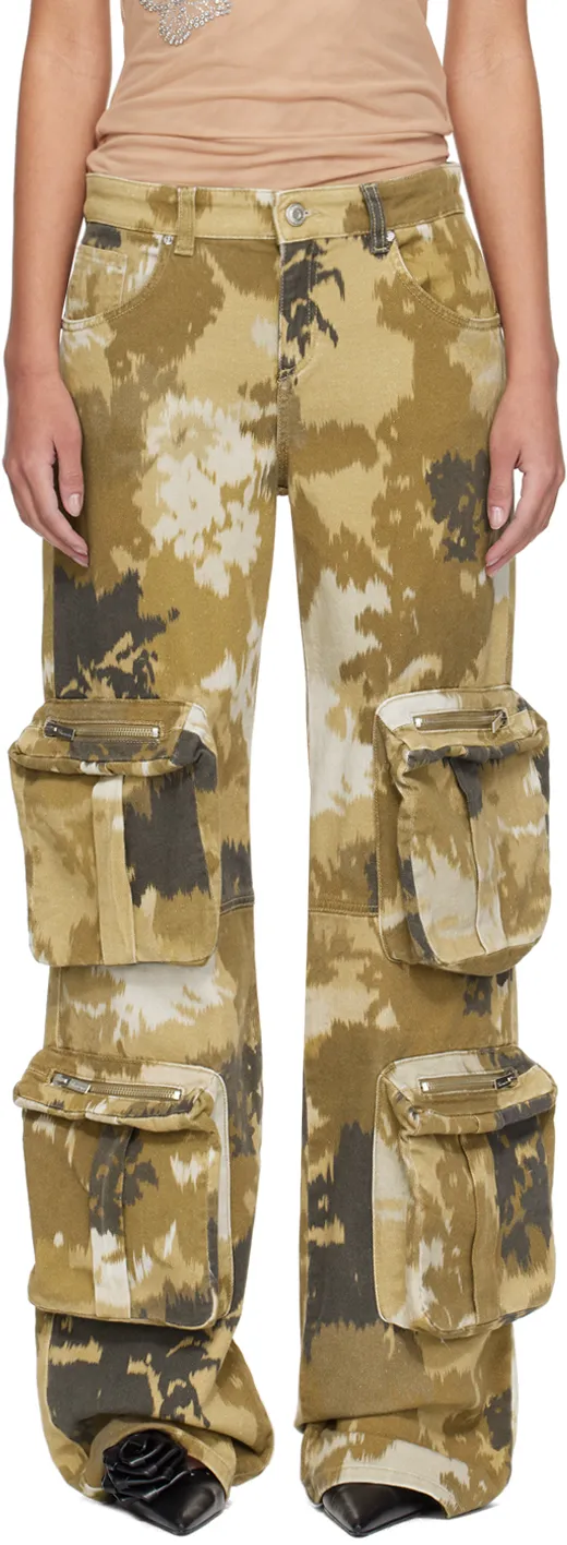 Camouflage Printed Straight Leg Cargo Jeans